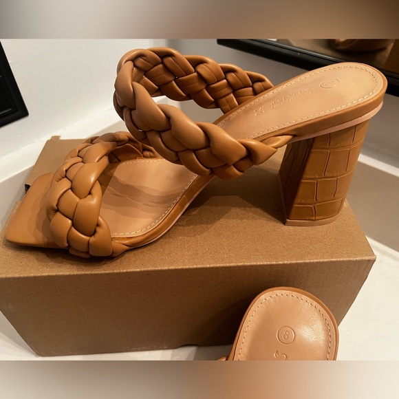 Shoes - Braided Tan Heeled Sandals